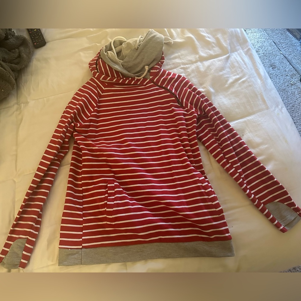 Striped Red and Gray Women's Sweater